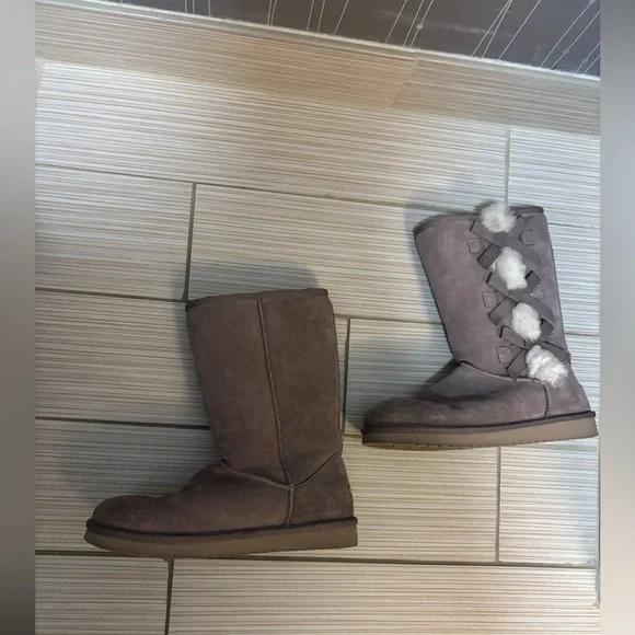 KOOLABURRA BY UGG VICTORIA TALL CINDER SUEDE FUR WOMEN'S BOOTS SIZE US 10 - Picture 5 of 10